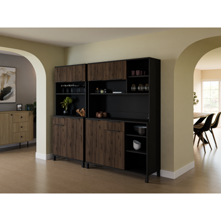 Bufet 80 cm MEGI kredens orzech okapi / czarny